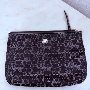 Coach Signature optic Black metallic Vintage clutch Cosmetic Bag